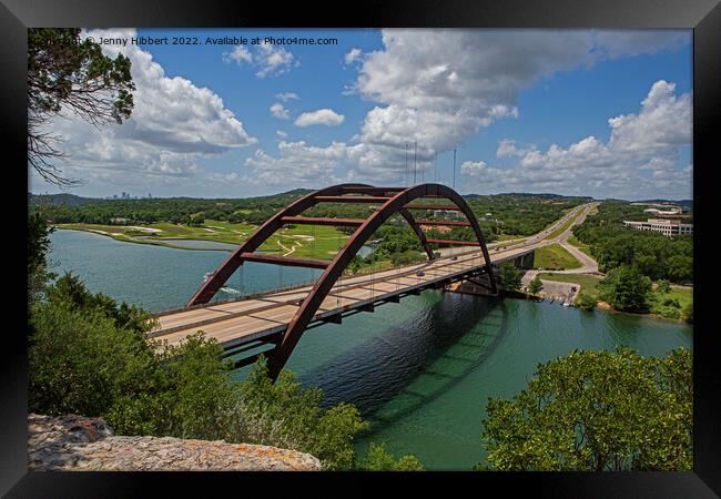 Scenic view of Pennybacker bridge, Austin Texas Framed Print by Jenny Hibbert