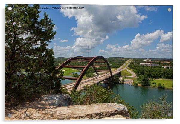 Looking across Pennybacker bridge, Austin, Texas Acrylic by Jenny Hibbert