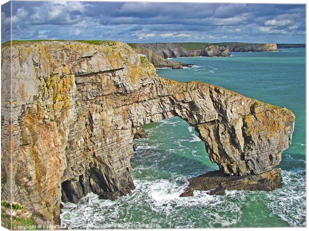 The Green Bridge of Wales.Pembrokeshire. Canvas Print by paulette hurley