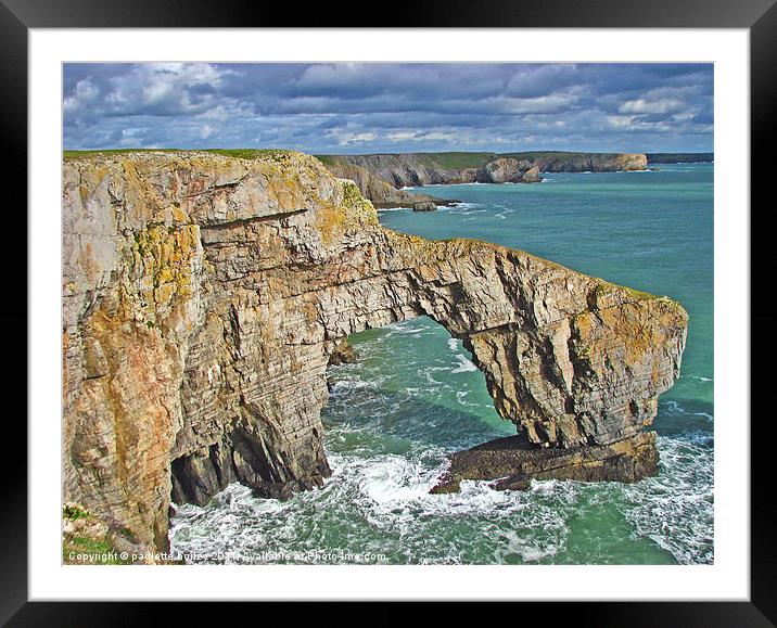The Green Bridge of Wales.Pembrokeshire. Framed Mounted Print by paulette hurley
