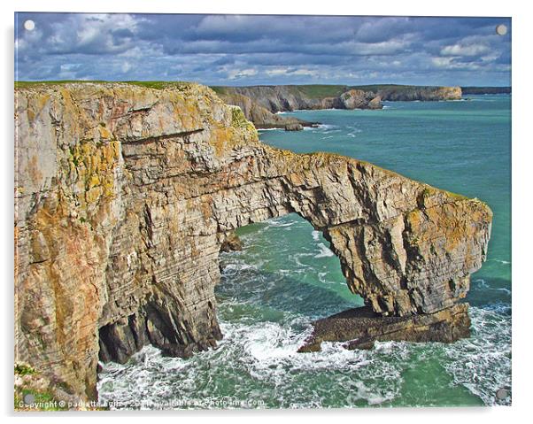The Green Bridge of Wales.Pembrokeshire. Acrylic by paulette hurley