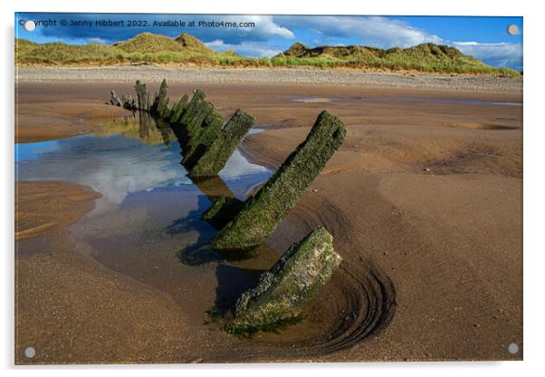 The Altmark Shipwreck, Morfa beach Port Talbot Acrylic by Jenny Hibbert