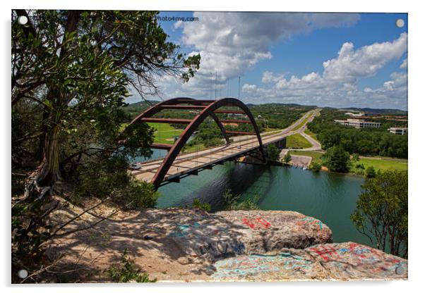 View of Pennybacker bridge, Austin, Texas Acrylic by Jenny Hibbert