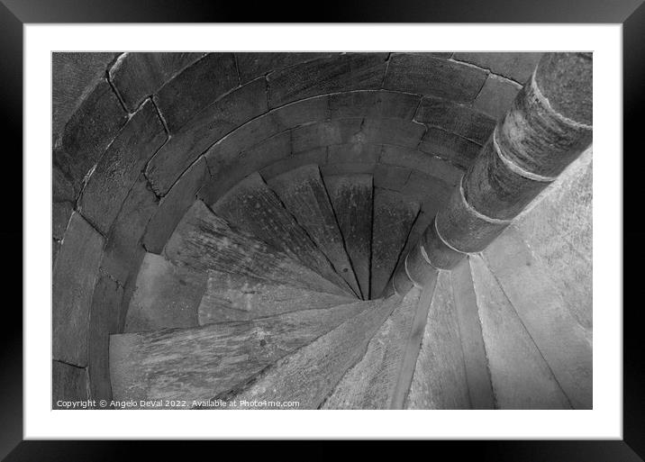 Keep Tower Stairs in the Beja Castle Framed Mounted Print by Angelo DeVal