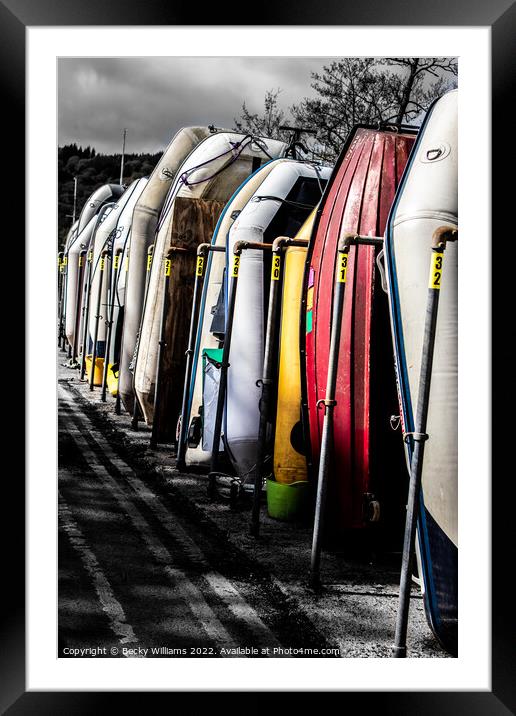 Canoe Line Up Framed Mounted Print by Becky Williams