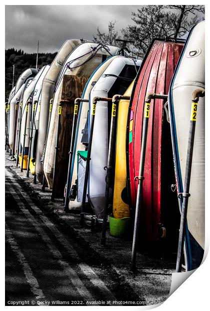 Canoe Line Up Print by Becky Williams