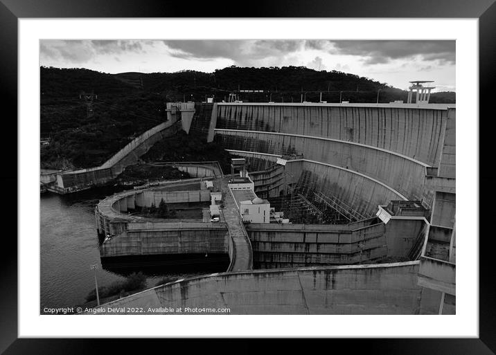 Alqueva Dam in Monochrome. Alentejo Framed Mounted Print by Angelo DeVal