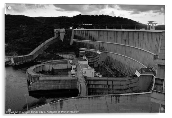Alqueva Dam in Monochrome. Alentejo Acrylic by Angelo DeVal