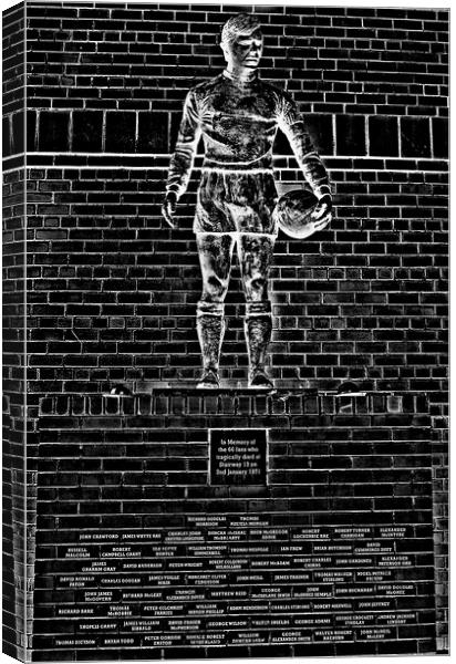Ibrox disaster statue (pencil drawing abstract ) Canvas Print by Allan Durward Photography