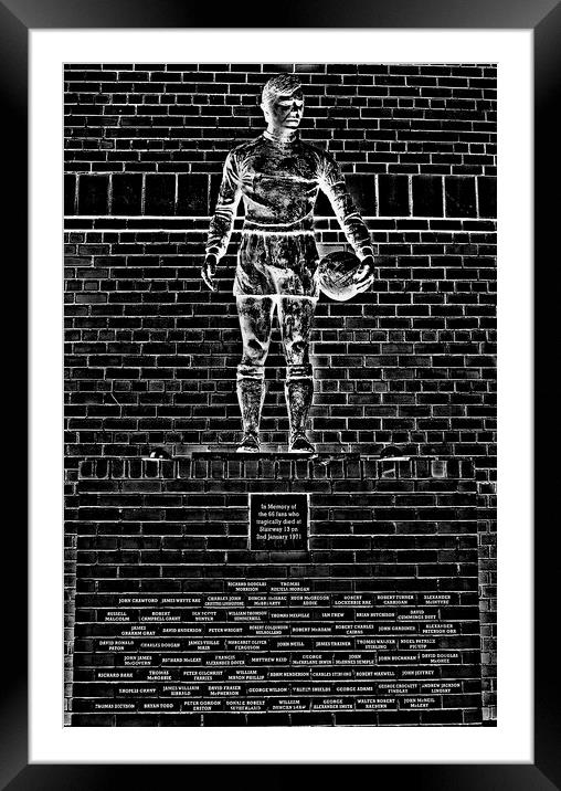 Ibrox disaster statue (pencil drawing abstract ) Framed Mounted Print by Allan Durward Photography