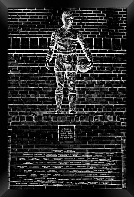 Ibrox disaster statue (pencil drawing abstract ) Framed Print by Allan Durward Photography