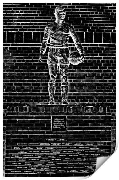 Ibrox disaster statue (pencil drawing abstract ) Print by Allan Durward Photography