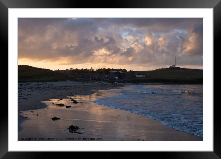 Low Newton-by-the-sea at sunset Framed Mounted Print by Peter Barber
