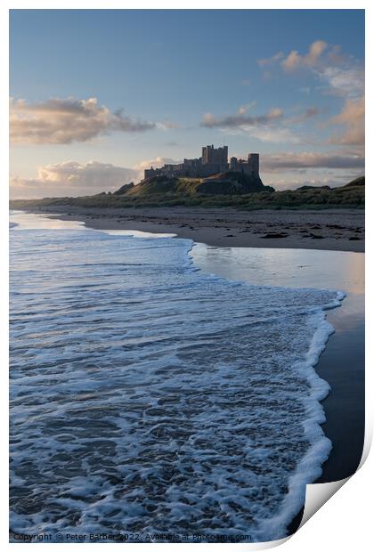 Bamburgh Castle at Sunrise Print by Peter Barber