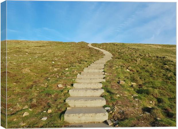 Stone steps leading up Pen-y-Ghent Canvas Print by Mike Owen