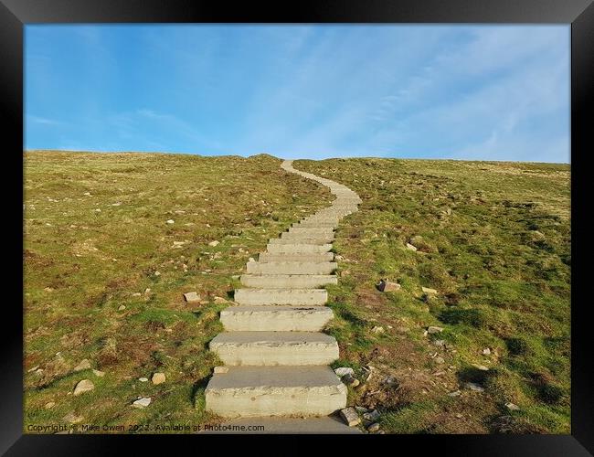 Stone steps leading up Pen-y-Ghent Framed Print by Mike Owen