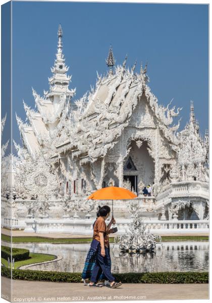 Wat Rong Khun or the White Temple, Canvas Print by Kevin Hellon
