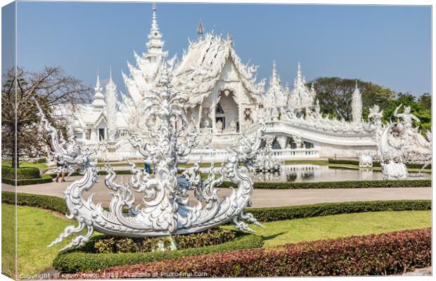 Wat Rong Khun or the White Temple, Canvas Print by Kevin Hellon
