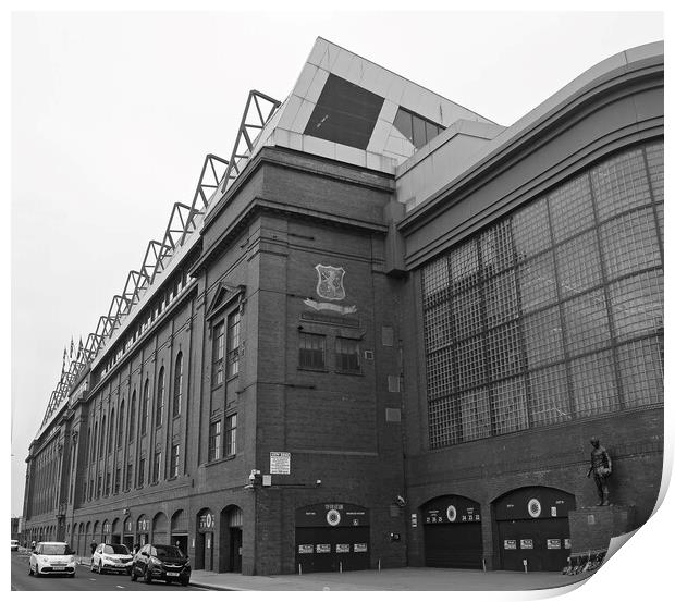 Ibrox main stand and memorial statue Print by Allan Durward Photography