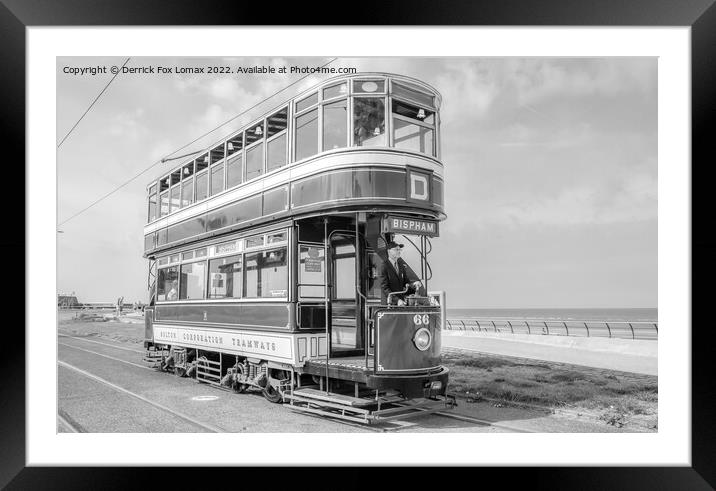 Blackpool Heritage Tram Framed Mounted Print by Derrick Fox Lomax
