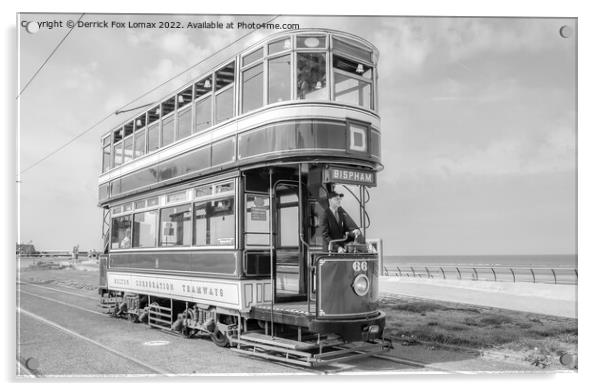 Blackpool Heritage Tram Acrylic by Derrick Fox Lomax