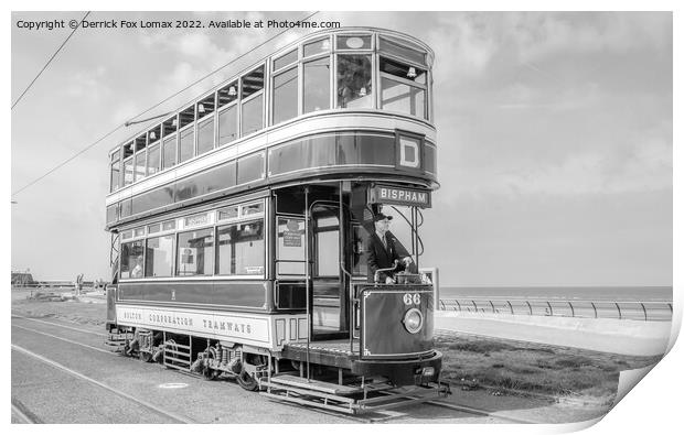 Blackpool Heritage Tram Print by Derrick Fox Lomax