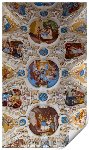 The Castle Chapel Ceiling at Bojnice Print by DiFigiano Photography