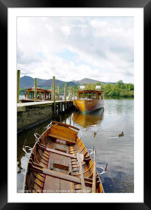Derwentwater jetty and North Western fells Cumbria(portrait) Framed Mounted Print by john hill