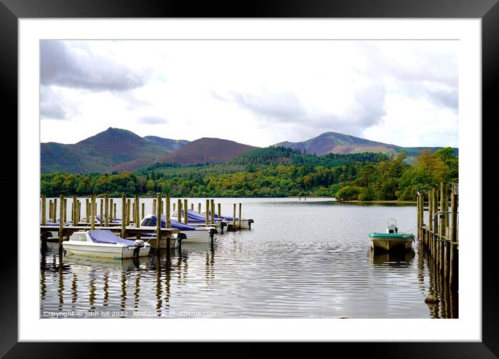 Refections on Derwentwater Cumbria Framed Mounted Print by john hill