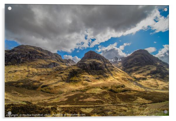 Glencoe Scotland The Three Sisters Acrylic by Pauline Hamilton