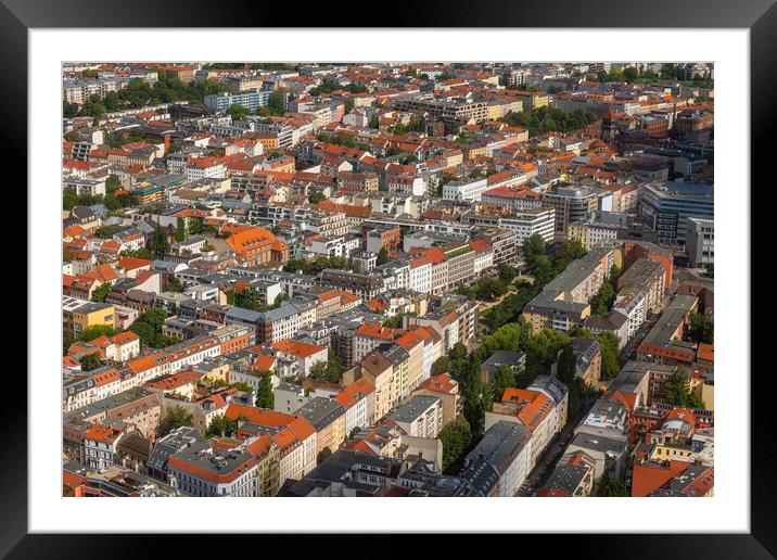 City Of Berlin Aerial View Cityscape Framed Mounted Print by Artur Bogacki