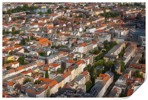 City Of Berlin Aerial View Cityscape Print by Artur Bogacki
