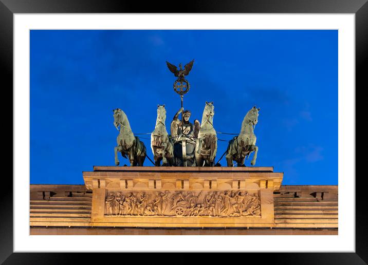 Brandenburg Gate Quadriga At Night Framed Mounted Print by Artur Bogacki