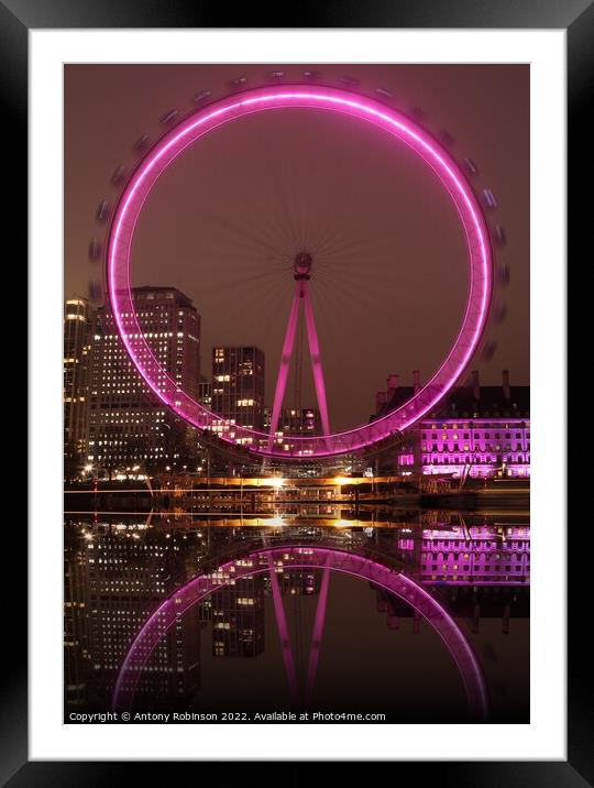 Shimmering Pink London Eye Framed Mounted Print by Antony Robinson