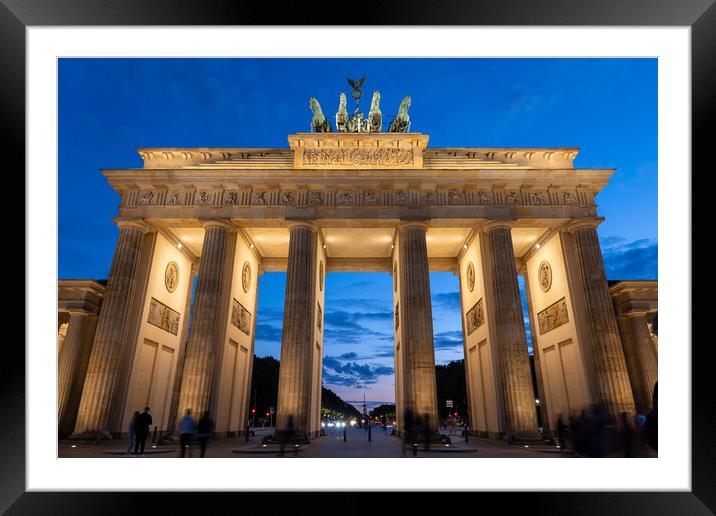 Brandenburg Gate At Night In Berlin Framed Mounted Print by Artur Bogacki