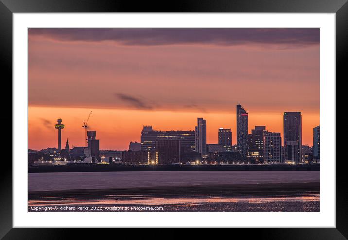 Liverpool sunset Framed Mounted Print by Richard Perks
