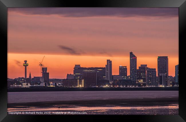 Liverpool sunset Framed Print by Richard Perks