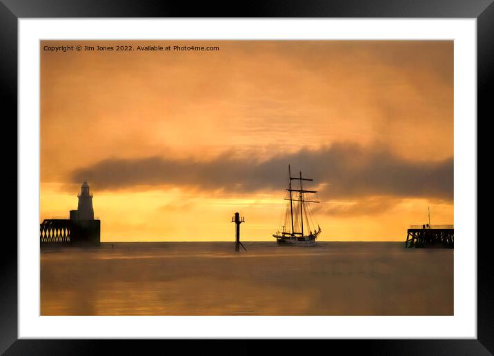 Sailing away into a soft focus Framed Mounted Print by Jim Jones
