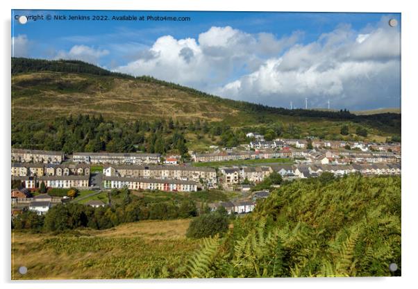 The Rhondda Village of Cwmparc in October  Acrylic by Nick Jenkins