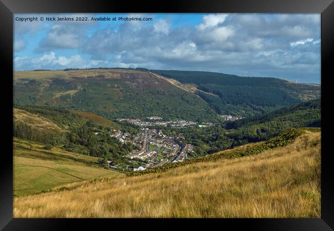View from Bwlch y Waun to Cwmparc and Treorchy  Framed Print by Nick Jenkins