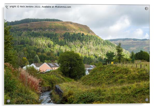 Across Blaen Cwm to Pen Pych Rhondda Fawr Acrylic by Nick Jenkins