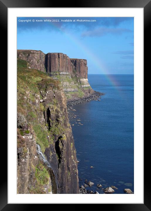 Kilt rock and waterfall Framed Mounted Print by Kevin White