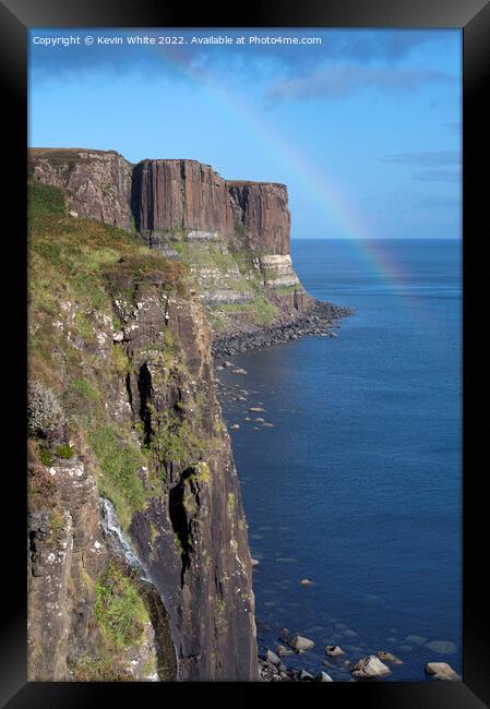 Kilt rock and waterfall Framed Print by Kevin White