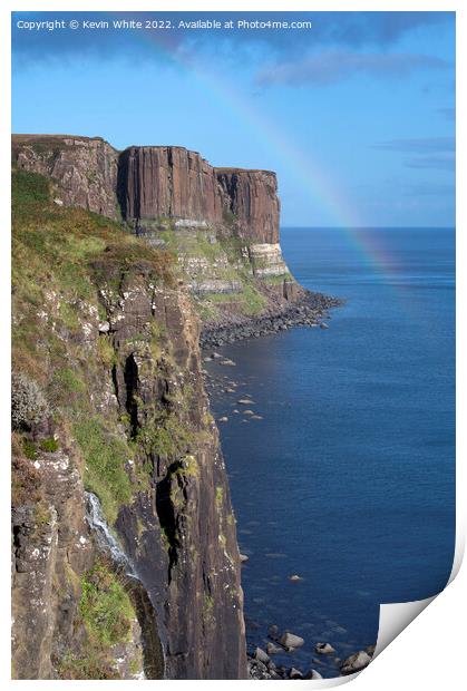 Kilt rock and waterfall Print by Kevin White