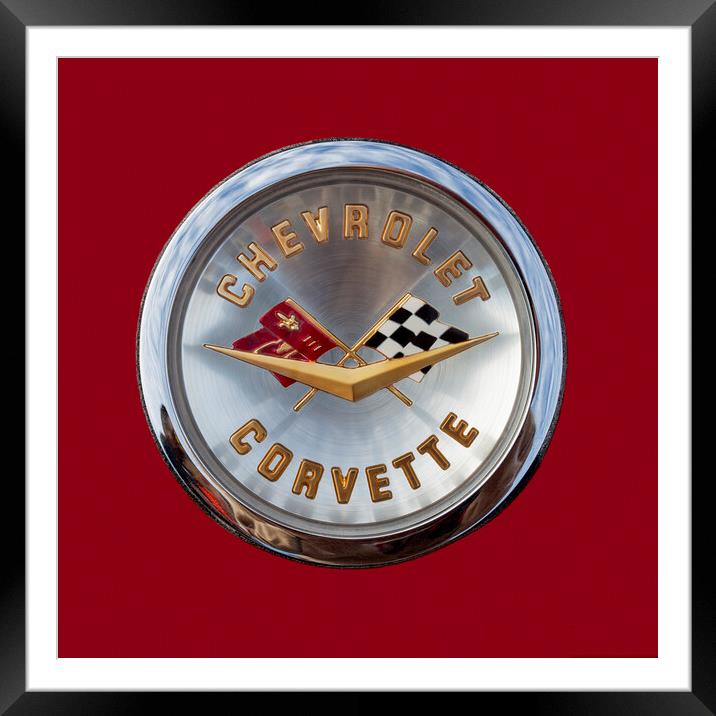 Chevrolet Corvette Emblem Framed Mounted Print by Antonio Ribeiro