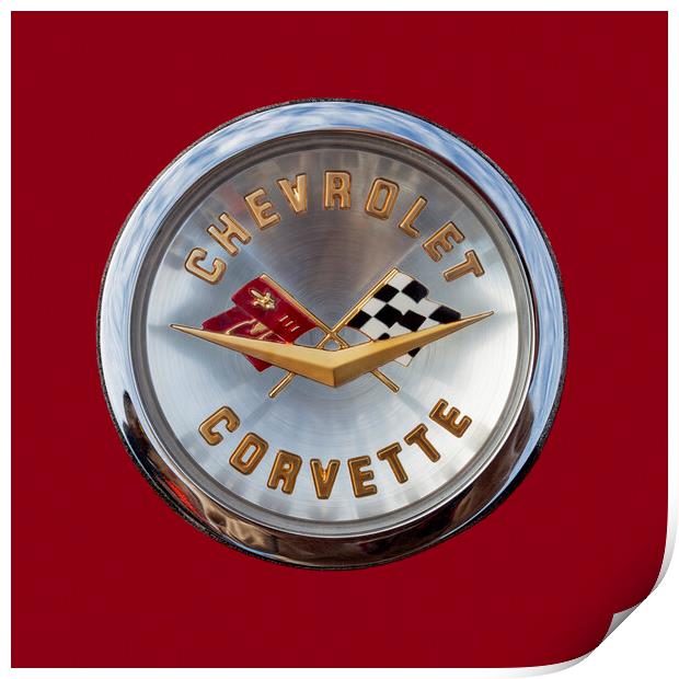 Chevrolet Corvette Emblem Print by Antonio Ribeiro