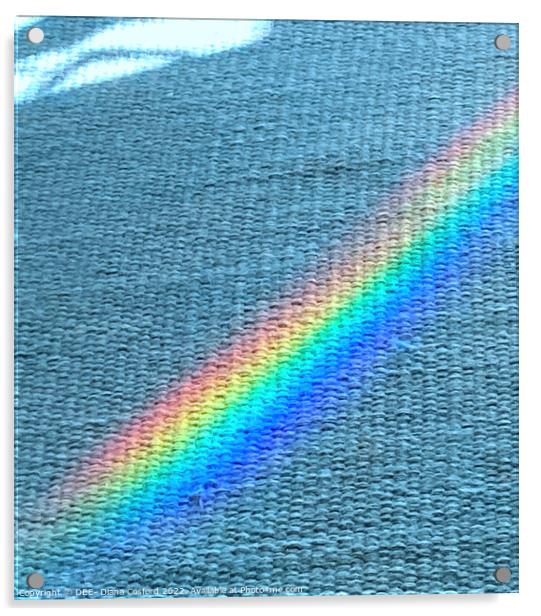 Shaft of prism light over blue rug Acrylic by DEE- Diana Cosford