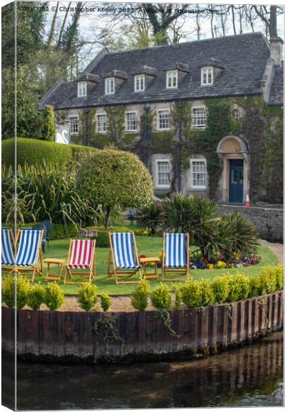 Cotswolds hotel in Bibury Canvas Print by Christopher Keeley