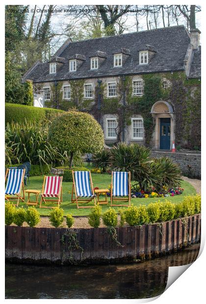 Cotswolds hotel in Bibury Print by Christopher Keeley