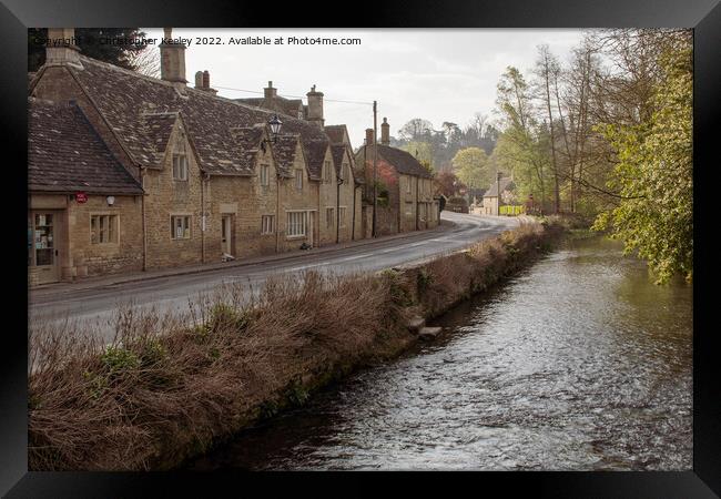 Cotswolds cottages and River Coln in Bibury Framed Print by Christopher Keeley